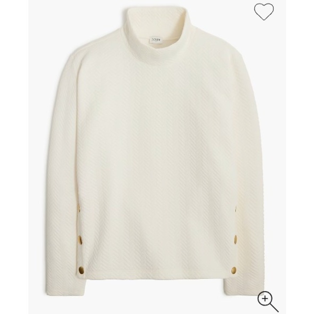 J.Crew Herringbone Mockneck Sweatshirt Women Size Small Ivory Mock Neck BU474
